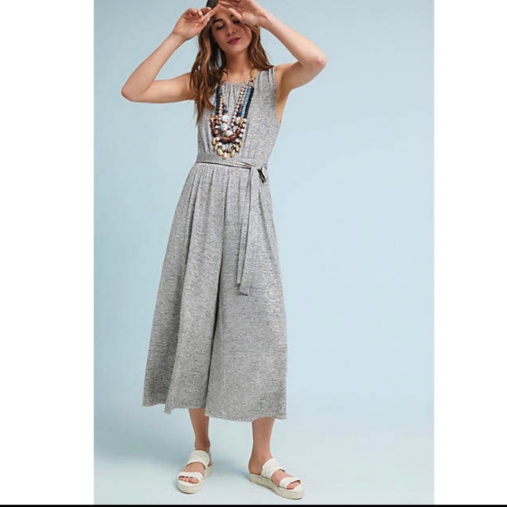 NWT Anthropologie Meadow Rue Silver Metallic Alchemist Jumpsuit XS